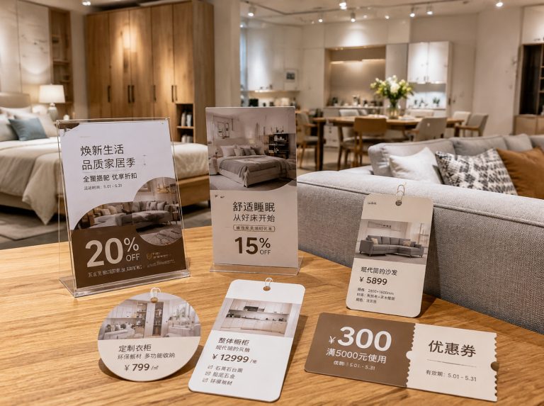 港口镇家具门店单页海报与吊牌